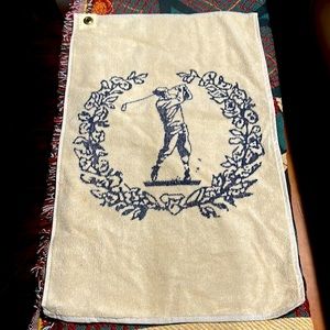 Golf cart towel - Brand New- Beige and Navy Blue - 100% Cotton - Tiger Phil Rory
